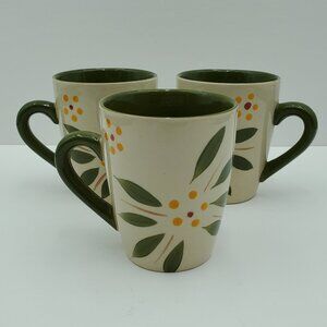 Temp-tations Old World Vivid Green Mugs Temptations Yellow Flower Floral Mugs